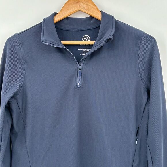 Move Theory Ribbed Crop Pullover 1/4 Zip Activewear Top Navy Blue Womens Large - Picture 6 of 9